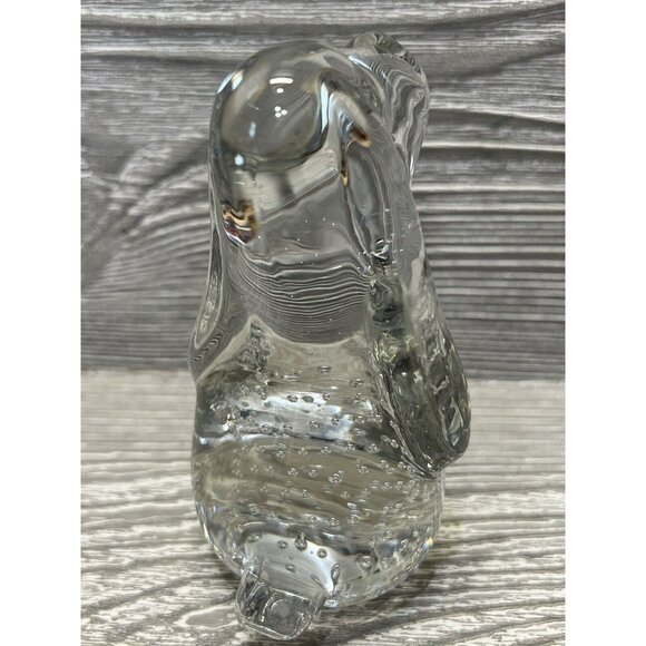 Vintage Droopy Ear Dog Figurine Clear Crystal Glass Paperweight 4.5” Bubbles - Picture 4 of 8